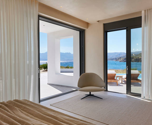 Iremia Seafront Villa Bedroom Sea View