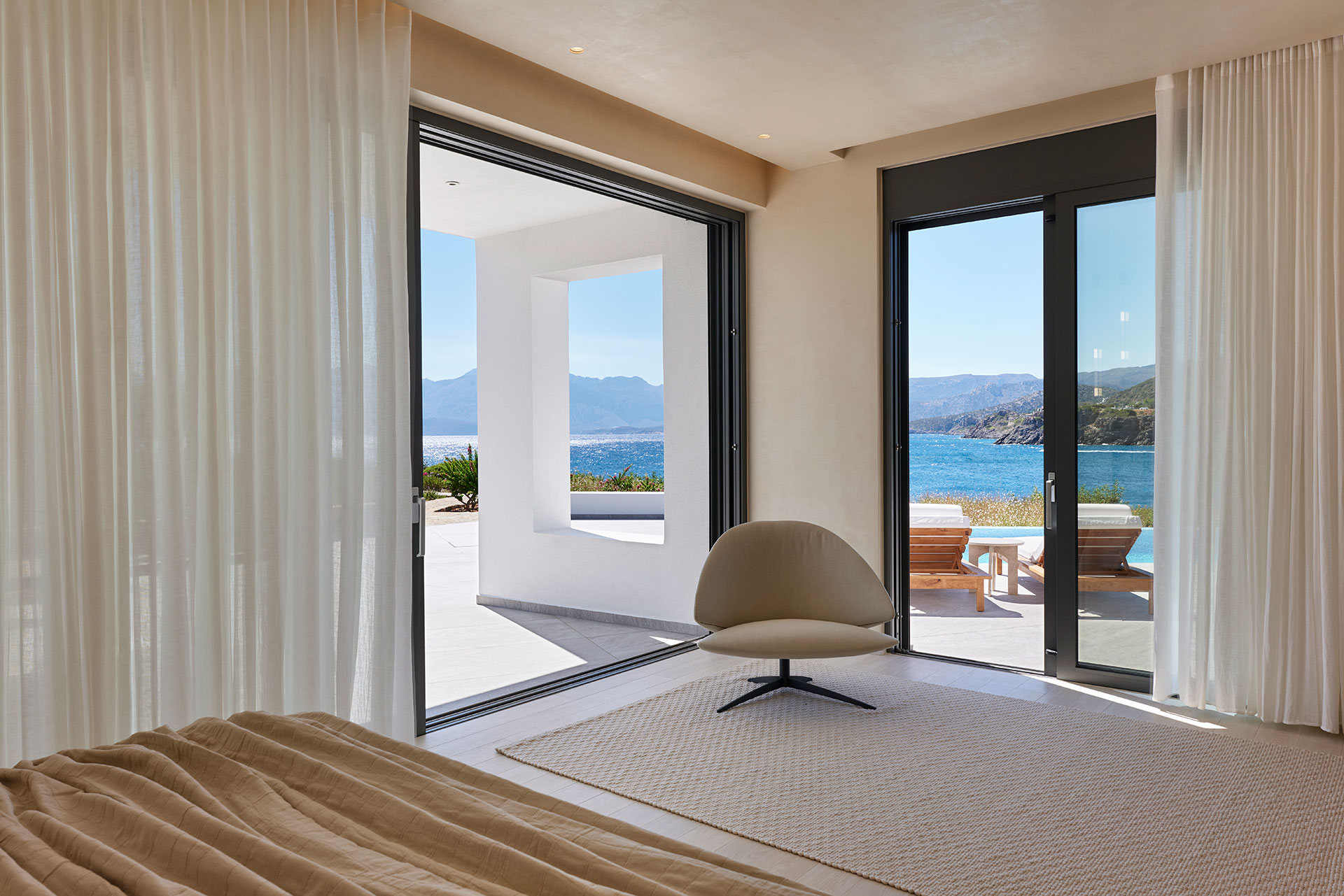 Iremia Seafront Villa Bedroom Sea View